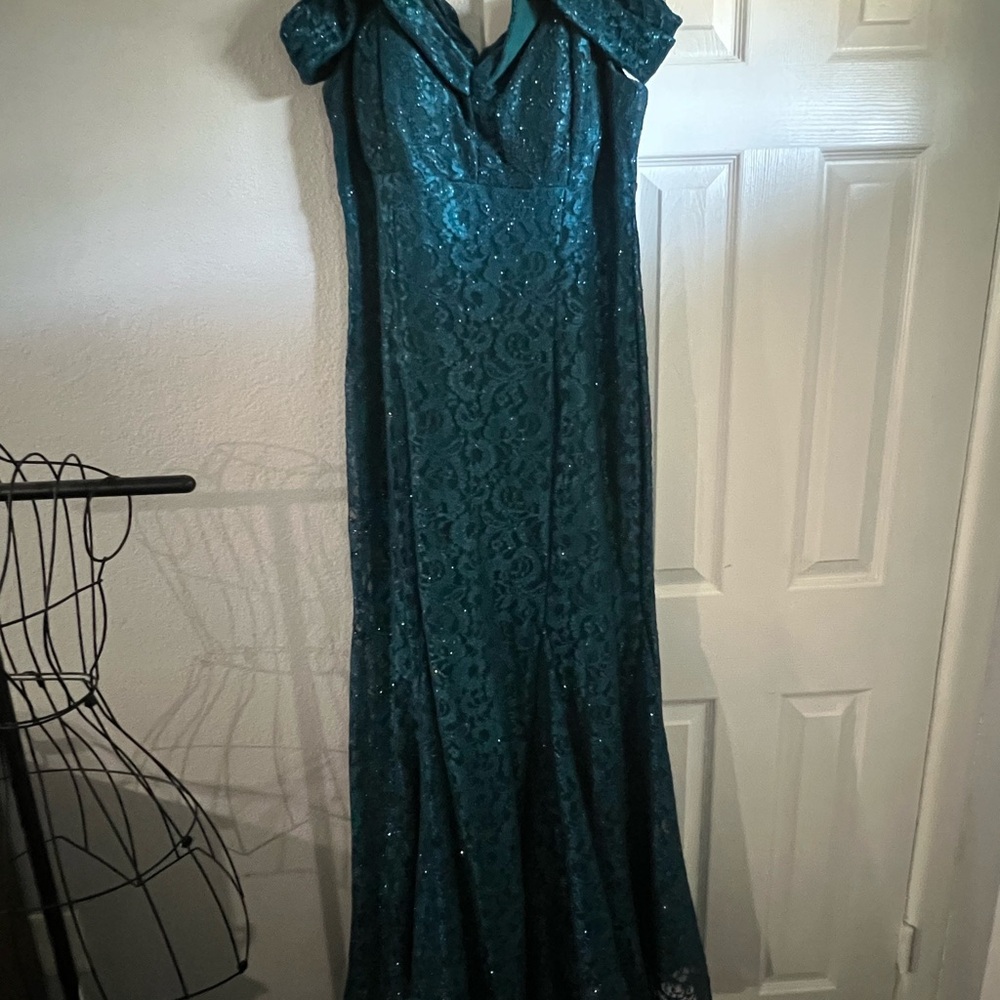Elegant Long Glitter Lace off the shoulder Gown